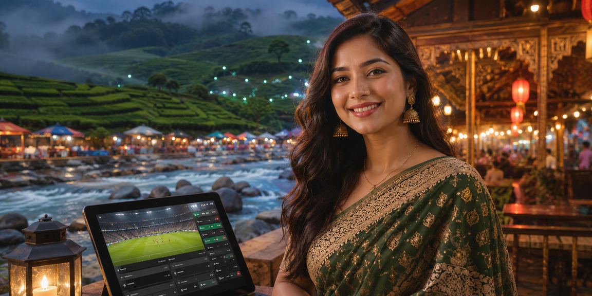 সিলেটের চা বাগানে প্রাকৃতিক পরিবেশে lb 18 অ্যাপ ব্যবহার করছেন একজন ব্যক্তি